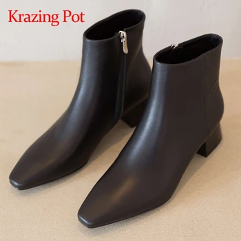 Krazing pot limited customization big size cow leather small square toe med heel simple style pretty girls chic ankle boots L67
Krazing pot limited customization big size cow leather small square toe med heel simple style pretty girls chic ankle boots L67