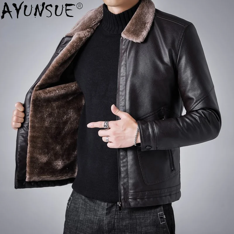 AYUNSUE Winter Men's Fur Coats Male Genuine Leather Jackets Black Goatskin Coat Lambs Wool Liner Jacket Chaquetas Hombre Gmm432
AYUNSUE Winter Men's Fur Coats Male Genuine Leather Jackets Black Goatskin Coat Lambs Wool Liner Jacket Chaquetas Hombre Gmm432