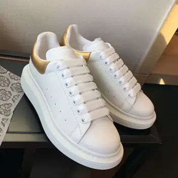 Plus Size 34 44 Casual White Women's Shoes 2020 Spring Women Platform Sneakers Shoes Lace Up Mixed Colors Gold Silver Flat Shoes 
Plus Size 34 44 Casual White Women's Shoes 2020 Spring Women Platform Sneakers Shoes Lace Up Mixed Colors Gold Silver Flat Shoes