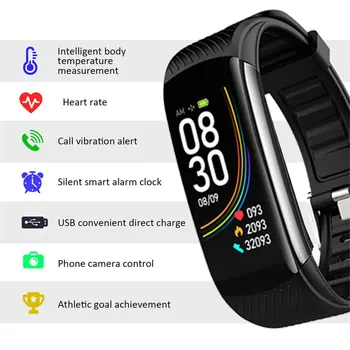 C6T Sport Watch Blood Pressure Heart Rate Sleep Exercise Pedometer Bluetooth Smart Bracelet Body Temperature Monitoring Camera
C6T Sport Watch Blood Pressure Heart Rate Sleep Exercise Pedometer Bluetooth Smart Bracelet Body Temperature Monitoring Camera