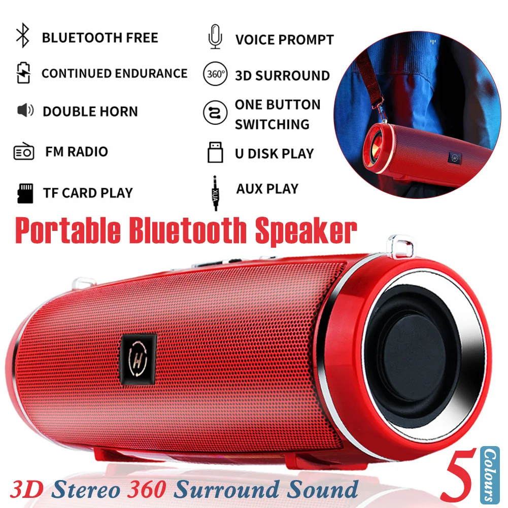 Portable Mini Bluetooth Speaker with AUX/USB/TF Card Slot Dual Driver Wireless Speaker with Shoulder Strap
Portable Mini Bluetooth Speaker with AUX/USB/TF Card Slot Dual Driver Wireless Speaker with Shoulder Strap