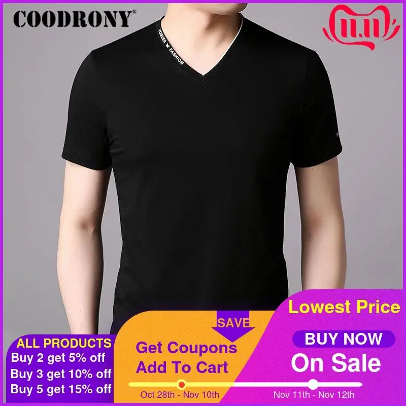 COODRONY Brand Cotton T Shirt Men V-Neck Short Sleeve T-Shirt Men Summer Streetwear Casual Men's T-Shirts Tee Shirt Homme S95011
COODRONY Brand Cotton T Shirt Men V-Neck Short Sleeve T-Shirt Men Summer Streetwear Casual Men's T-Shirts Tee Shirt Homme S95011