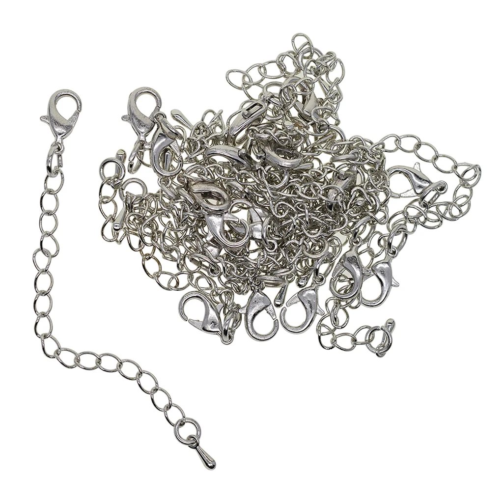 20Pcs Silver Necklace Chain Extender Extension With Lobster Clasp Findings 20Pcs Silver Necklace Chain Extender Extension With Lobster Clasp Findings