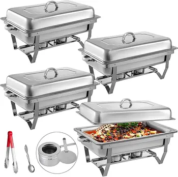 Rectangular Chafers 9L 8 Quart 4 Packs for Catering Buffet Warmer Set with Folding Frame
Rectangular Chafers 9L 8 Quart 4 Packs for Catering Buffet Warmer Set with Folding Frame