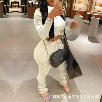 WEPBEL Casual Turtleneck Long Sleeve Pullover Tops + Drawstring Pants Women's Solid Color Sports Pants Set Summer Two-Piece Set
WEPBEL Casual Turtleneck Long Sleeve Pullover Tops + Drawstring Pants Women's Solid Color Sports Pants Set Summer Two-Piece Set