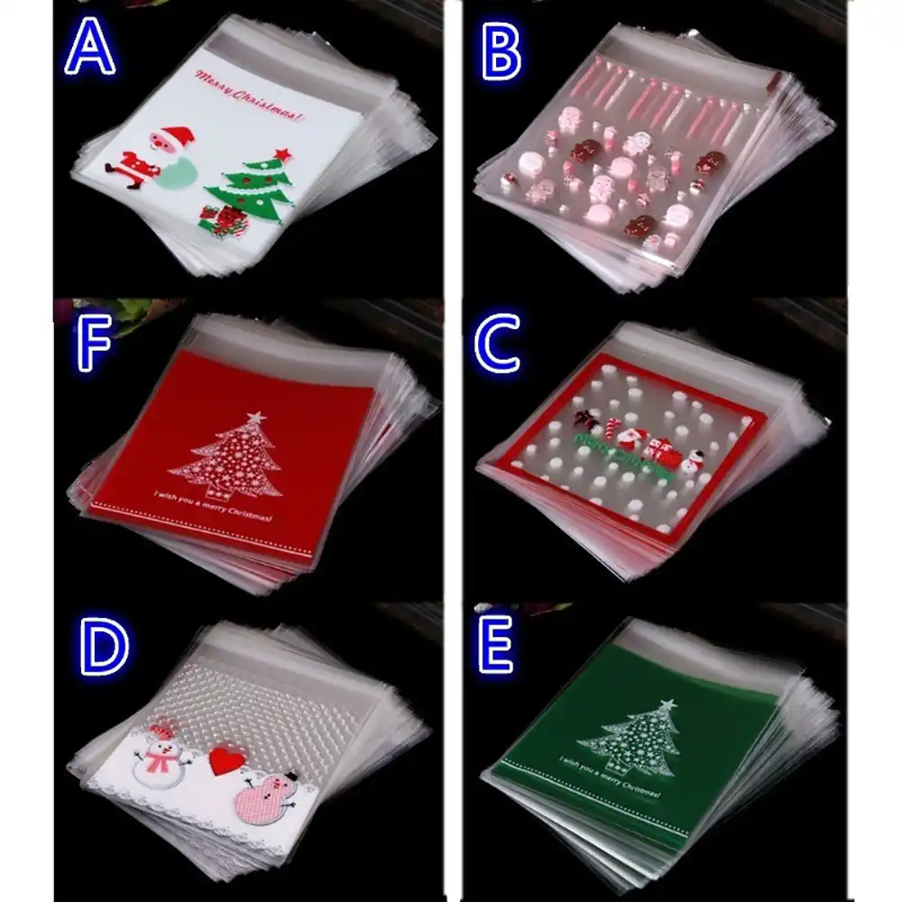 adhesive plastic seal bag cookies candy wrapping bags christmas