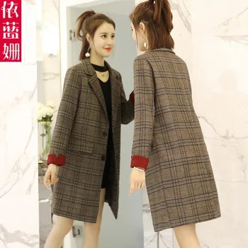 Autumn windbreaker female medium and long Korean version autumn 2018 new popular small chic plaid suit coat tide
Autumn windbreaker female medium and long Korean version autumn 2018 new popular small chic plaid suit coat tide