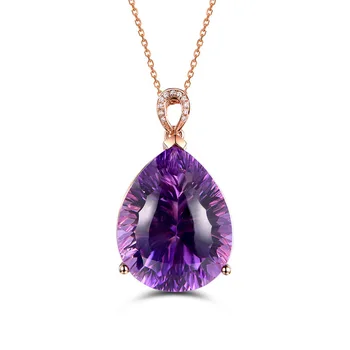 Natural Amethyst Pendant For Women Rose Gold Color Necklace Water Drop Purple Gemstone Crystal Charm Necklace Fine Jewelry Gift 
Natural Amethyst Pendant For Women Rose Gold Color Necklace Water Drop Purple Gemstone Crystal Charm Necklace Fine Jewelry Gift