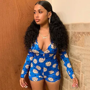 Pyjamas Women Sleep Wear Pajamas Fashion Women Print Printed Sexy Bodysuit One-Piece Sleepwear Long Sleeve Short пижама женская 
Pyjamas Women Sleep Wear Pajamas Fashion Women Print Printed Sexy Bodysuit One-Piece Sleepwear Long Sleeve Short пижама женская