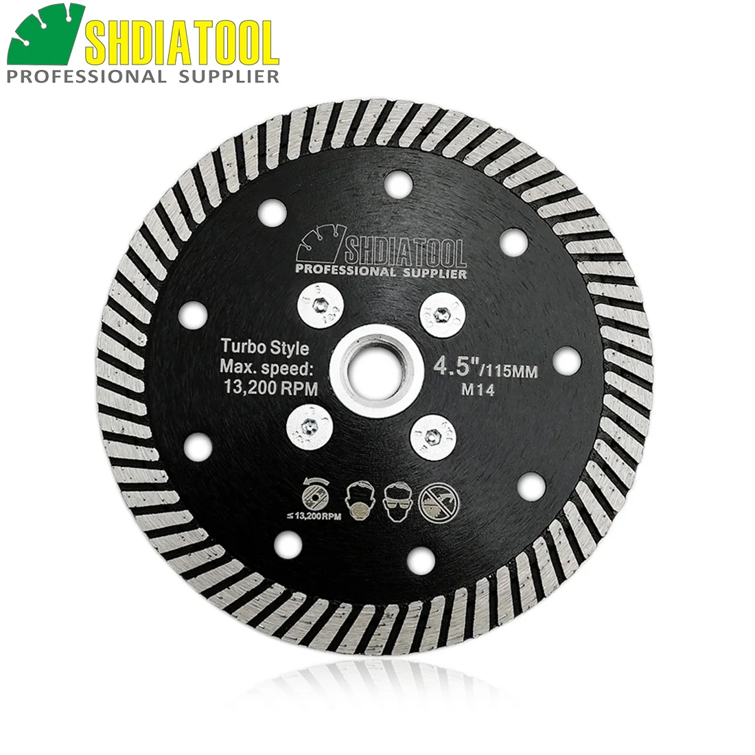 SHDIATOOL M14 Flange Dia 115mm/4.5inch Diamond Hot Pressed Narrow Turbo Blade Cutting Disc For Granite Marble Concrete Masonry
SHDIATOOL M14 Flange Dia 115mm/4.5inch Diamond Hot Pressed Narrow Turbo Blade Cutting Disc For Granite Marble Concrete Masonry