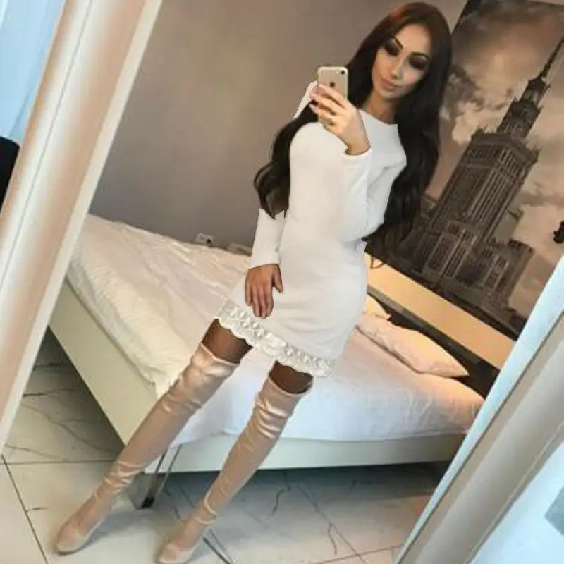 2019 New Autumn Winter Fashion New Women Lace Dress Casual O-Neck Long Sleeve Tunic Dresses Party mini Dress Clothing
2019 New Autumn Winter Fashion New Women Lace Dress Casual O-Neck Long Sleeve Tunic Dresses Party mini Dress Clothing
