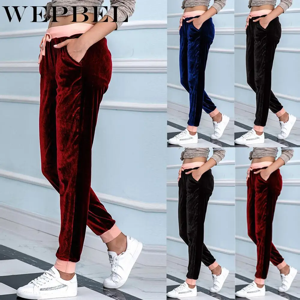 WEPBEL Spring Autumn Solid Color Velvet Mid-Waist Pants Women's Elastic Waist Drawstring Harlan Stitching Sports Pants
WEPBEL Spring Autumn Solid Color Velvet Mid-Waist Pants Women's Elastic Waist Drawstring Harlan Stitching Sports Pants