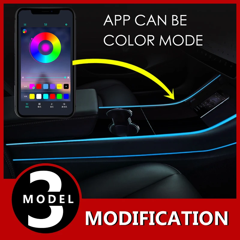 Modification for Tesla model 3 atmosphere light modification in the control car accessories
Modification for Tesla model 3 atmosphere light modification in the control car accessories