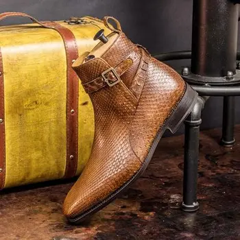 Men's Pu Leather Shoes Goodyear Welted Genuine Python Jodhpur Boots Low Heel Boot Bukle Strap Boots New Fashion Shoe Tv 902
Men's Pu Leather Shoes Goodyear Welted Genuine Python Jodhpur Boots Low Heel Boot Bukle Strap Boots New Fashion Shoe Tv 902