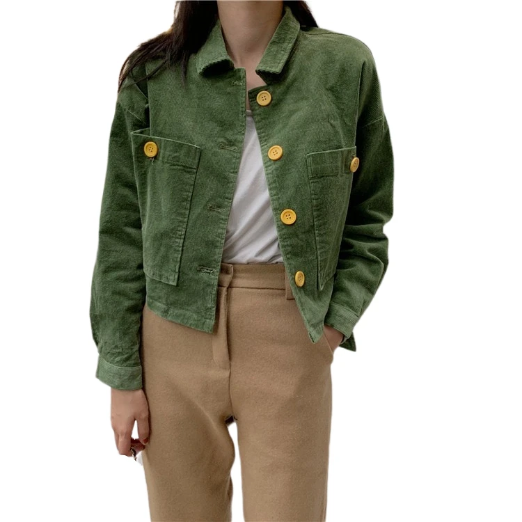 Korean Style Yellow,Green Retro Jacket with Pocket Spring and Autumn Women Long-Sleeved Corduroy Short Jackets
Korean Style Yellow,Green Retro Jacket with Pocket Spring and Autumn Women Long-Sleeved Corduroy Short Jackets
