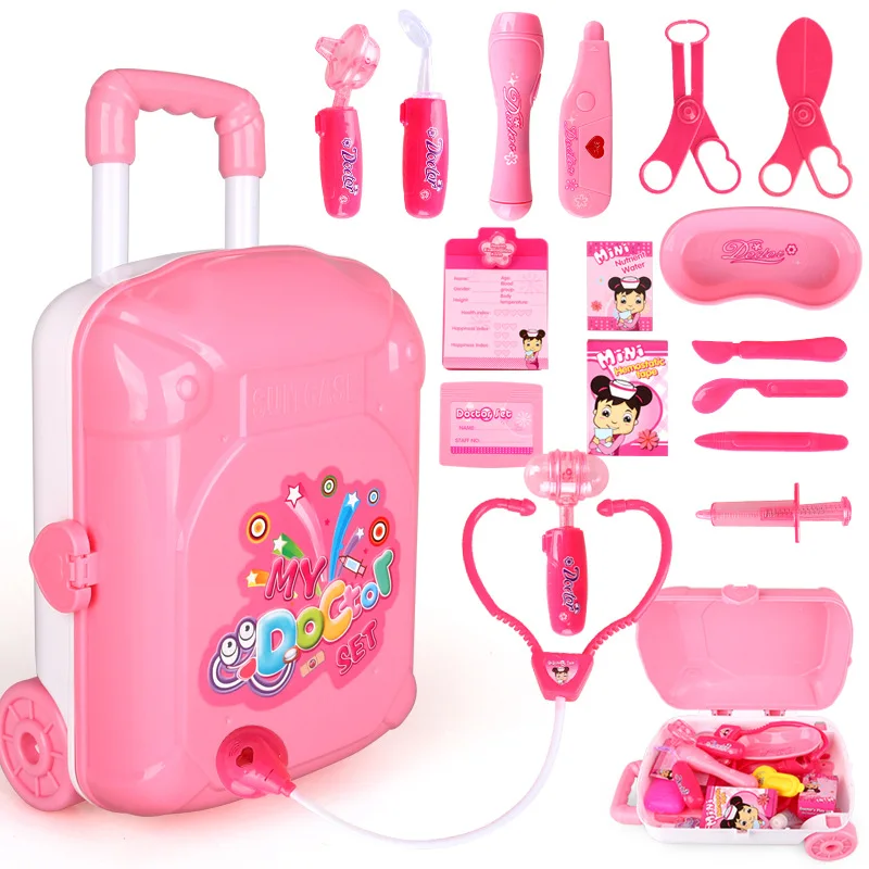 Children's puzzle play house doctor toy suitcase installed Simulation trolley case medicine box set
Children's puzzle play house doctor toy suitcase installed Simulation trolley case medicine box set