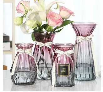 PAINTED GRADIENT GLASS VASE TRANSPARENT TABLETOP VASES 4PCS/SET HYDROPONICS FLOWER ARRANGEMENT MODERN FLORAL HOME DECORATION