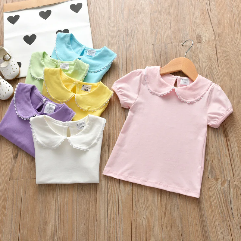 Детская футболка с коротким рукавом хлопковая для девочек топы рубашки летние