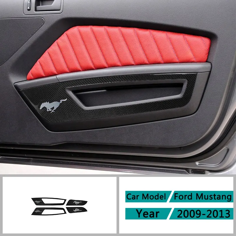 Фото Carbon Fiber Car Accessories Interior Inner Door Panel Modification Decoration Trim Stickers For Ford Mustang 2009-2013 | Автомобили и