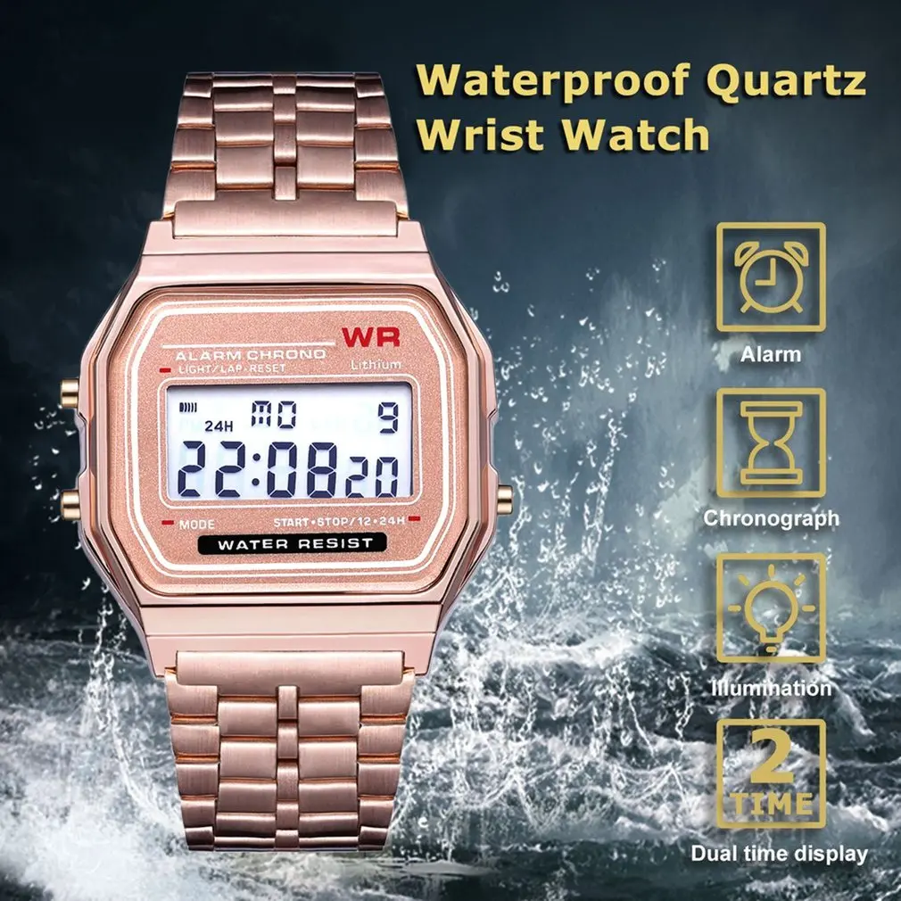 Fashion Vintage LED Digital Watch Stainless Steel Strap Alarm Wrist Watch Dress Business Wrist Watch For Men Women
Fashion Vintage LED Digital Watch Stainless Steel Strap Alarm Wrist Watch Dress Business Wrist Watch For Men Women