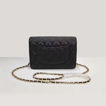 Real Leather Quilted Women Shoulder Bags Caviar Calfskin Crossbody Bag Luxury Brand Chain Small Handbag Double C Female Flap Bag 
Real Leather Quilted Women Shoulder Bags Caviar Calfskin Crossbody Bag Luxury Brand Chain Small Handbag Double C Female Flap Bag