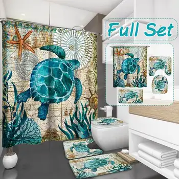 Sea Turtles 4 In 1 Waterproof Fabric Bathroom 3D Shower Curtain Set with Non Slip Toilet Cover Rugs Mat Home Decoration
Sea Turtles 4 In 1 Waterproof Fabric Bathroom 3D Shower Curtain Set with Non Slip Toilet Cover Rugs Mat Home Decoration