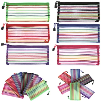 Fashion students zipper pencil bag multi-function Rainbow Grid Mesh Document Bag stationery pen Case boxes supplies
Fashion students zipper pencil bag multi-function Rainbow Grid Mesh Document Bag stationery pen Case boxes supplies