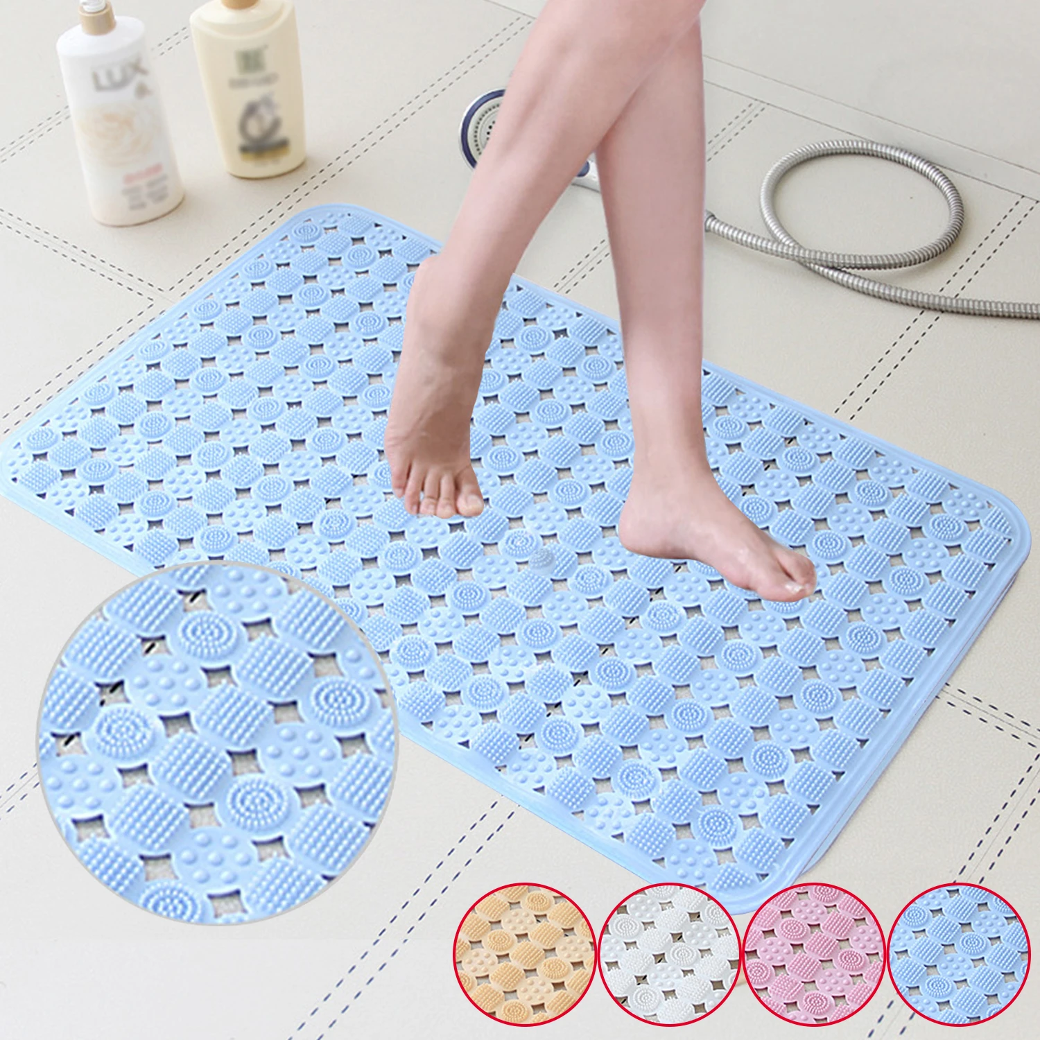 Anti Slip Safe Bathroom Mat With Sucker Rubber Shower Bathtub Rug Foot Massage Pure Color Odorless Non-Toxic Bath Floor Mat
Anti Slip Safe Bathroom Mat With Sucker Rubber Shower Bathtub Rug Foot Massage Pure Color Odorless Non-Toxic Bath Floor Mat