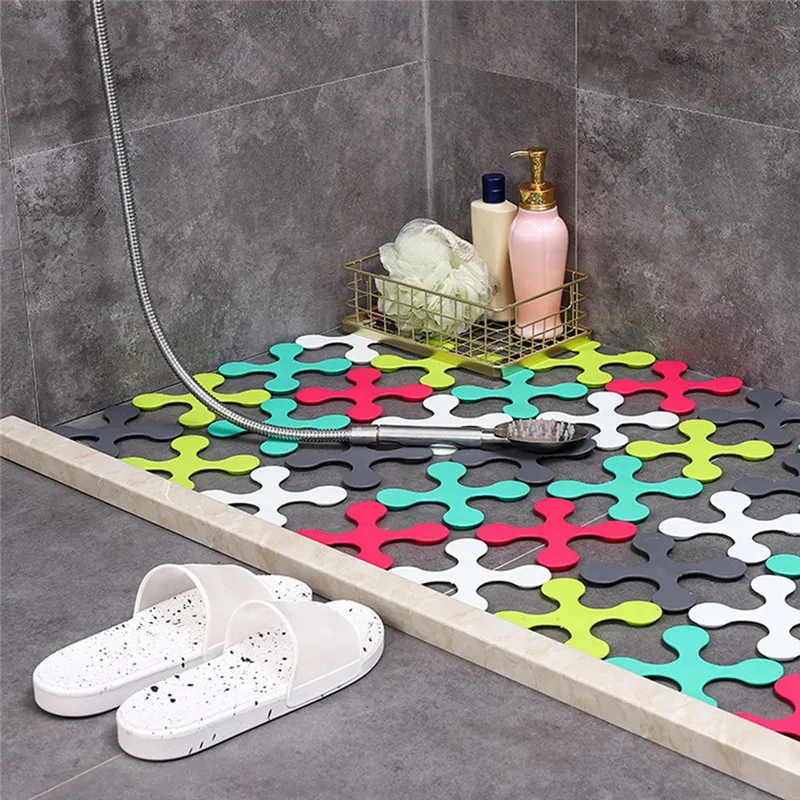 Фото Creative TPE bathroom anti-slip splicing mats Bathtub Stickers Anti-Slip Shower Decal Safety Bath Mat kitchen Pad ковер @C |