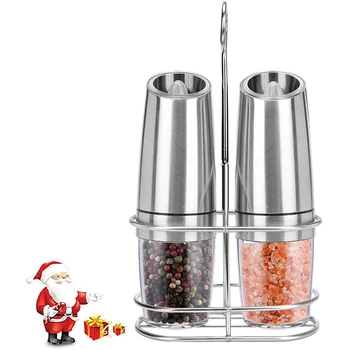 Electric Salt and Pepper Grinder Set,Gravity Control Adjustable Coarseness Battery Operated Pepper Mill Set with Stand
Electric Salt and Pepper Grinder Set,Gravity Control Adjustable Coarseness Battery Operated Pepper Mill Set with Stand