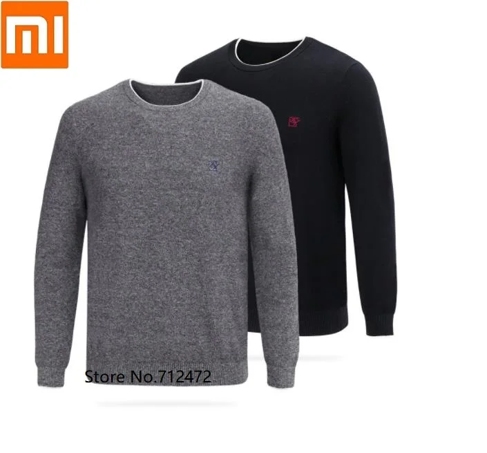 Фото Xiaomi классический вязаный свитер с вышивкой и круглым вырезом Мягкий Вязаный