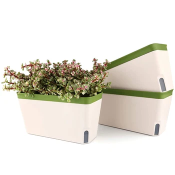 Self Watering Planter Pot Rectangle 10.5 Inch Set of 3, Plastic Plant Pot with Visual Water Level Window Green
Self Watering Planter Pot Rectangle 10.5 Inch Set of 3, Plastic Plant Pot with Visual Water Level Window Green