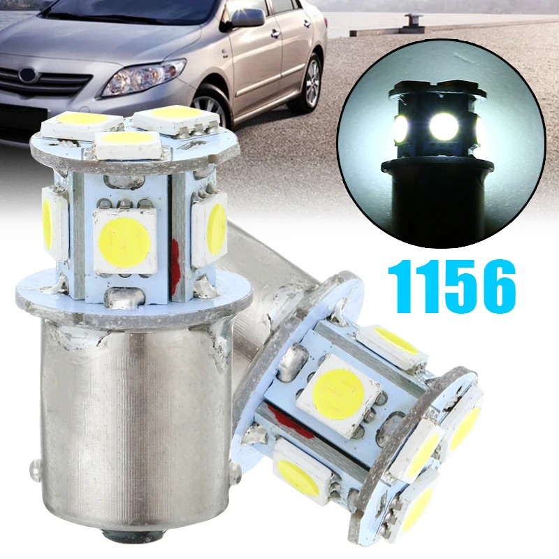 For Car Lighting 1Pair DC12V BA15S R5W 1156 5050 8SMD LED Bulb White Car Tail Turn Signal Corner Side Marker Parking Stop Light