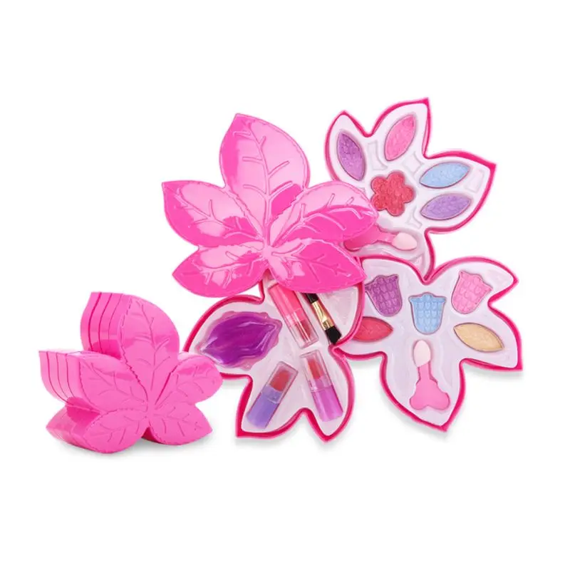 

Children Cosmetics Set Girl Pretend Play House Toy Maple Leaves Shape Makeup Palette Lip Gloss Beauty Gift