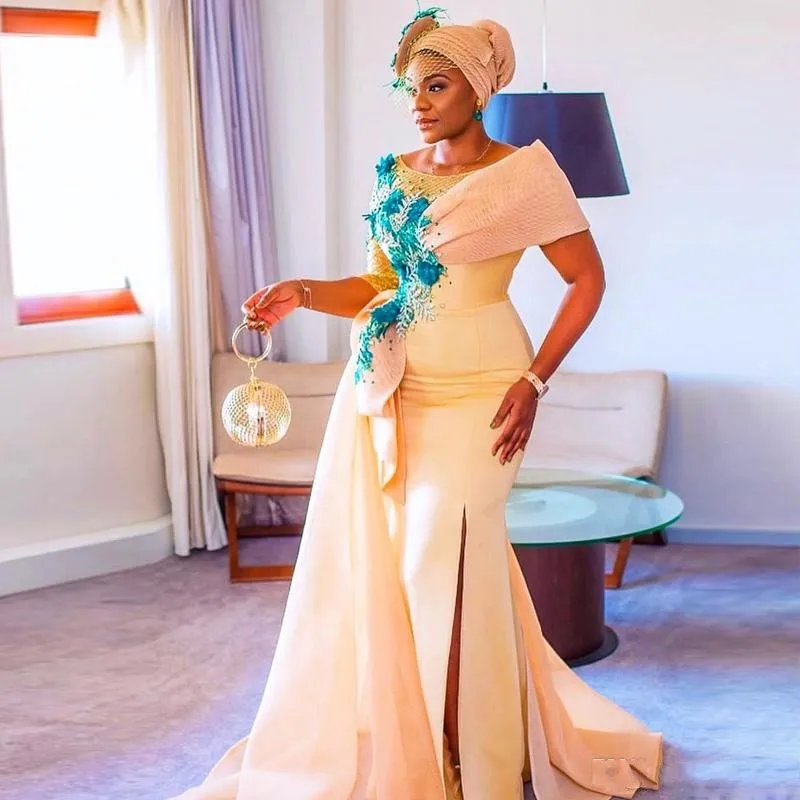 African Mermaid Evening Dresses With Detachable Train Sequins Flowers Bow Side Split Prom Dress Satin Plus Size Party Gowns
African Mermaid Evening Dresses With Detachable Train Sequins Flowers Bow Side Split Prom Dress Satin Plus Size Party Gowns