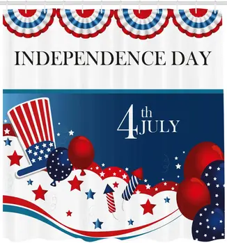 4th of July Shower Curtain Cartoon Style Fireworks Uncle Sam Hat Stars and Balloons Patriotic Illustration Fabric Bathroom Decor
4th of July Shower Curtain Cartoon Style Fireworks Uncle Sam Hat Stars and Balloons Patriotic Illustration Fabric Bathroom Decor