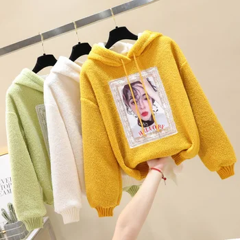 Autumn and winter new faux lamb hair sweatshirts applique hooded sweats women cute girls print yellow tops warm shirts
Autumn and winter new faux lamb hair sweatshirts applique hooded sweats women cute girls print yellow tops warm shirts