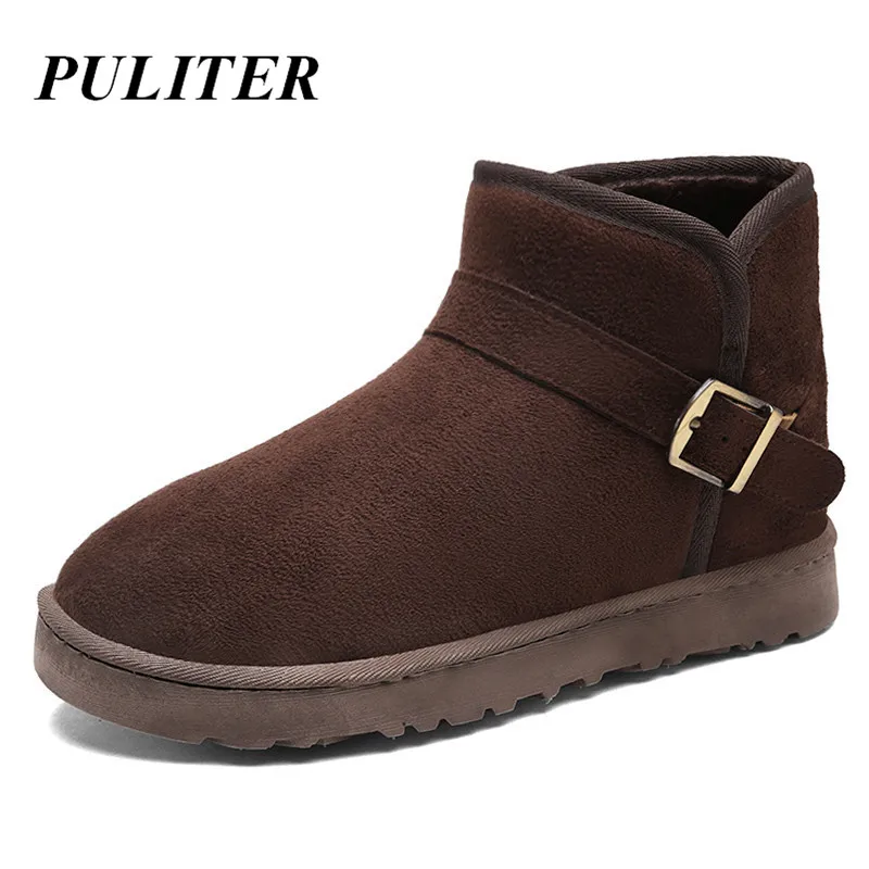 

Men Winter Snow Boots Casual Luxury Brand Couple Unisex Ankle Boots Men Super Warm Leather Boots For Men Bot Lovers Skor PUTILER