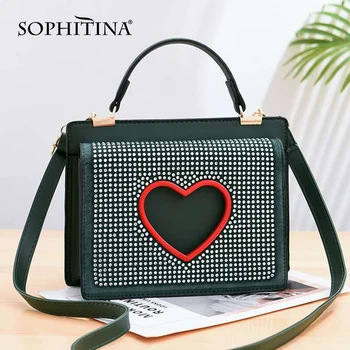 SOPHITINA Fashion Handbags Women Flap Diamond Heart Shape Rivet Square Shoulder Bags Big Capacity Crossbody Women's Bags E68 
SOPHITINA Fashion Handbags Women Flap Diamond Heart Shape Rivet Square Shoulder Bags Big Capacity Crossbody Women's Bags E68
