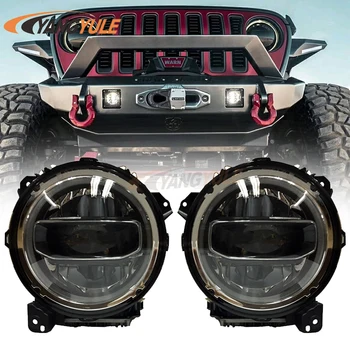 9inch LED Projector Headlights with White Halo & Amber Turn Signal Lights 90w for Jeep Wrangler JL 2018 
9inch LED Projector Headlights with White Halo & Amber Turn Signal Lights 90w for Jeep Wrangler JL 2018