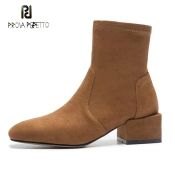 Prova Perfetto New Arrival Square Heel Women Ankle Boots Slip on Thin Leg Martin Boots Solid Color Suede All Match Fashion Shoes
Prova Perfetto New Arrival Square Heel Women Ankle Boots Slip on Thin Leg Martin Boots Solid Color Suede All Match Fashion Shoes
