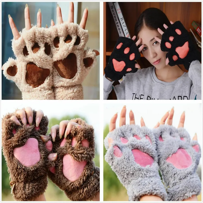 Women Winter Warm Gloves Faux Fur Wool Half Finger Gloves Cute Cat Claw Paw Plush Mittens Short Fingerless Paw Gloves
Women Winter Warm Gloves Faux Fur Wool Half Finger Gloves Cute Cat Claw Paw Plush Mittens Short Fingerless Paw Gloves