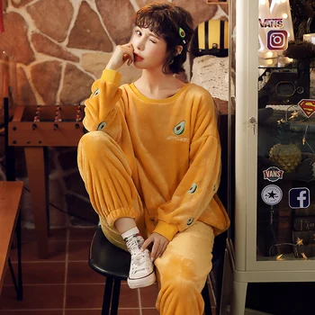 Pajamas women winter flannel long-sleeved thickening plus velvet coral fleece cute autumn and winter home service suit women
Pajamas women winter flannel long-sleeved thickening plus velvet coral fleece cute autumn and winter home service suit women