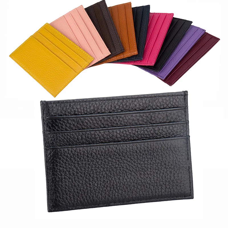 

New Fashion Small Genuine Leather Wallet Women Bank Credit Card Holder Package Coin Pocket Bag CardHolder Men ID Card Case
