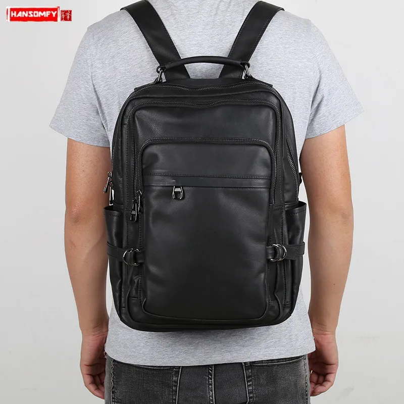 New Genuine Leather Men Backpack Men's Casual Soft Black Leather Backpack Simple Schoolbag Computer Bag Male Travel Backpacks
New Genuine Leather Men Backpack Men's Casual Soft Black Leather Backpack Simple Schoolbag Computer Bag Male Travel Backpacks