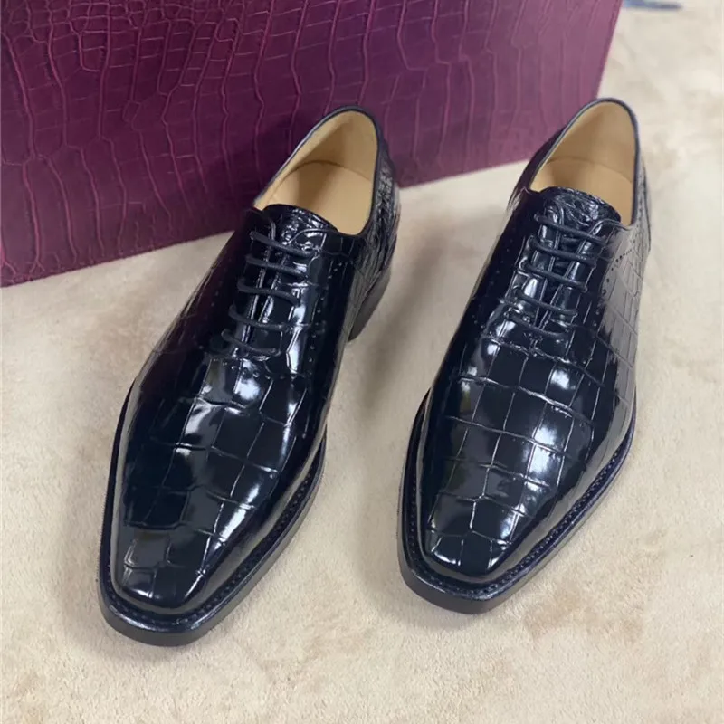 Authentic Crocodile Skin Square Toe Designer Men's Formal Dress Shoes Genuine Alligator Leather Male Fancy Lace-up Oxford Shoes
Authentic Crocodile Skin Square Toe Designer Men's Formal Dress Shoes Genuine Alligator Leather Male Fancy Lace-up Oxford Shoes