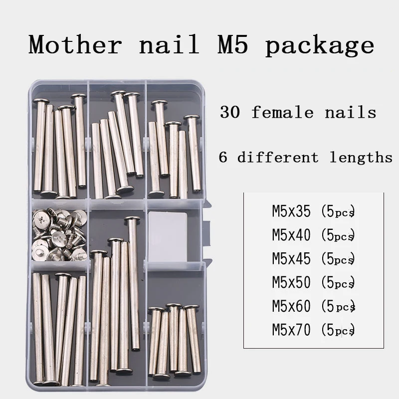High quality rivet 30pcsM5 set DIY boxed rivet screw butt screw book notebook rivet 6 different sizes 
High quality rivet 30pcsM5 set DIY boxed rivet screw butt screw book notebook rivet 6 different sizes
