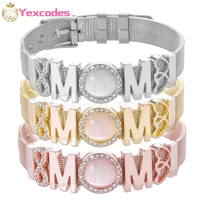 New Gold Rose gold Silver-plate Steel Mesh Bracelets For Women Gifts Beads Brands Fine Bracelet & Bangles MOM letter Gifts
New Gold Rose gold Silver-plate Steel Mesh Bracelets For Women Gifts Beads Brands Fine Bracelet & Bangles MOM letter Gifts