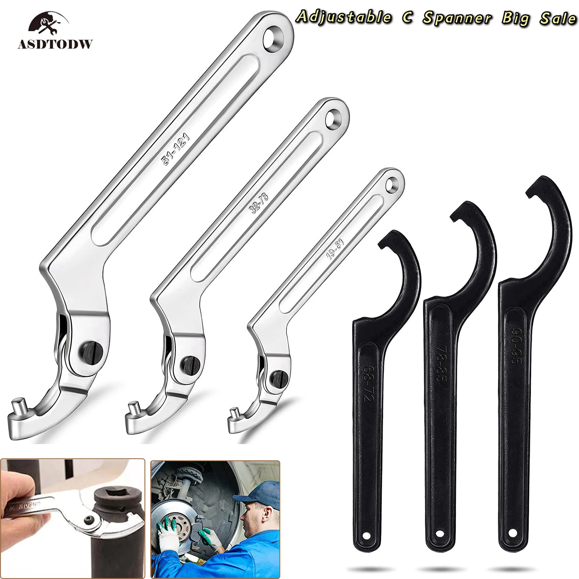 Multi-size Adjustable Wrench Spanner Tool Adjuster Motorcycle Bike Absorber Shock Spanner Pre Load Hook C Spanner Tool Set
Multi-size Adjustable Wrench Spanner Tool Adjuster Motorcycle Bike Absorber Shock Spanner Pre Load Hook C Spanner Tool Set