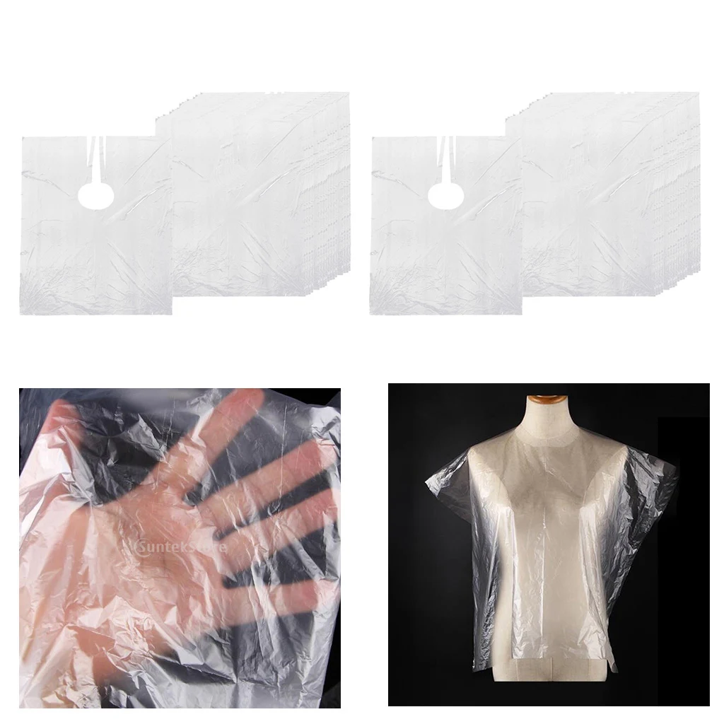 100x PE Disposable Hair Cutting Cape Gown Stylist Barber Capes Gowns Hairdressing Capes Apron Barber Caps Cloth 64x84cm 100x PE Disposable Hair Cutting Cape Gown Stylist Barber Capes Gowns Hairdressing Capes Apron Barber Caps Cloth 64x84cm